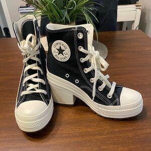 Converse Women's Black and White High-Top Platform Sneakers